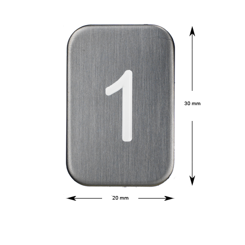 Tryckbricka 2535-S, rostfri med vit botten, vertikal, ''1''