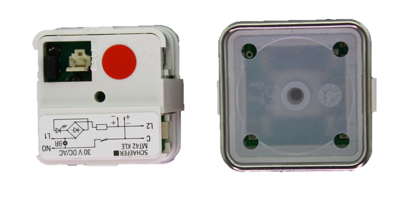 Knapp, Schaefer MT42 KLE, röd LED, utan tryckbricka