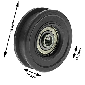 Bärrulle, Monitor 085N, ø58/50/M8x18mm