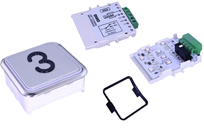 Knapp, DMG, B7 Maxxi, röd LED, ''3'', Braille