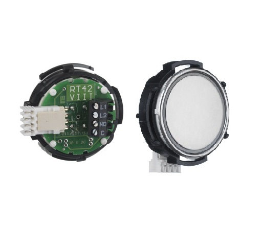 Knapp, Schaefer RT42 VIII, röd LED, rf. ring, utan tryckbricka