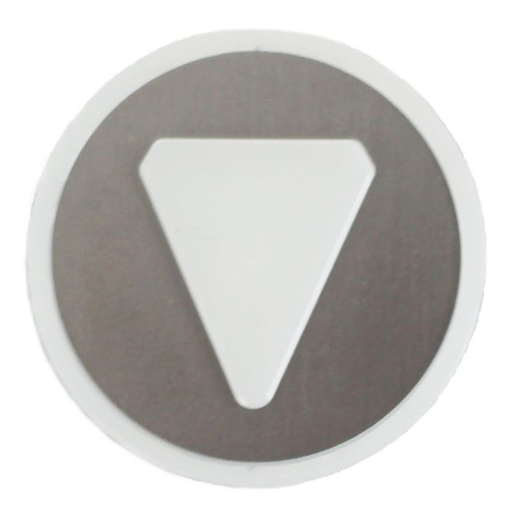 Tryckbricka för KONE KSS, vit pil ned