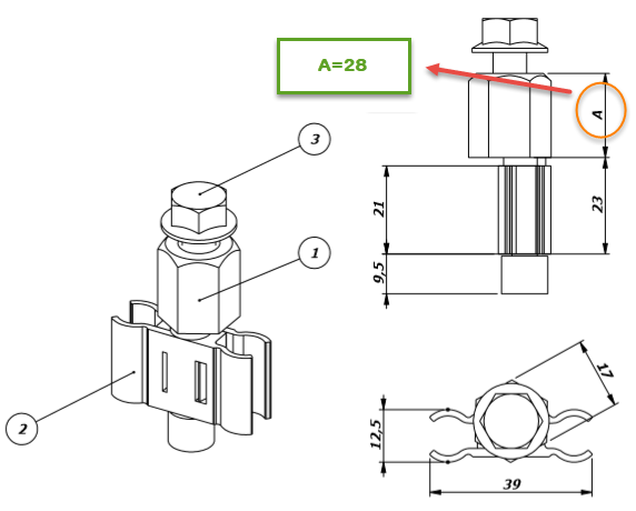 Understyrning, Prisma, standard, A=28mm