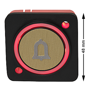 Knapp rund, HMG4, röd LED, trycke svart, Dörr öppna, ø40mm