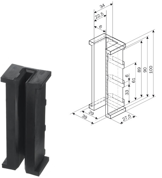 Styrskofoder, Otis, 100x29x27.5, T45/5-6mm