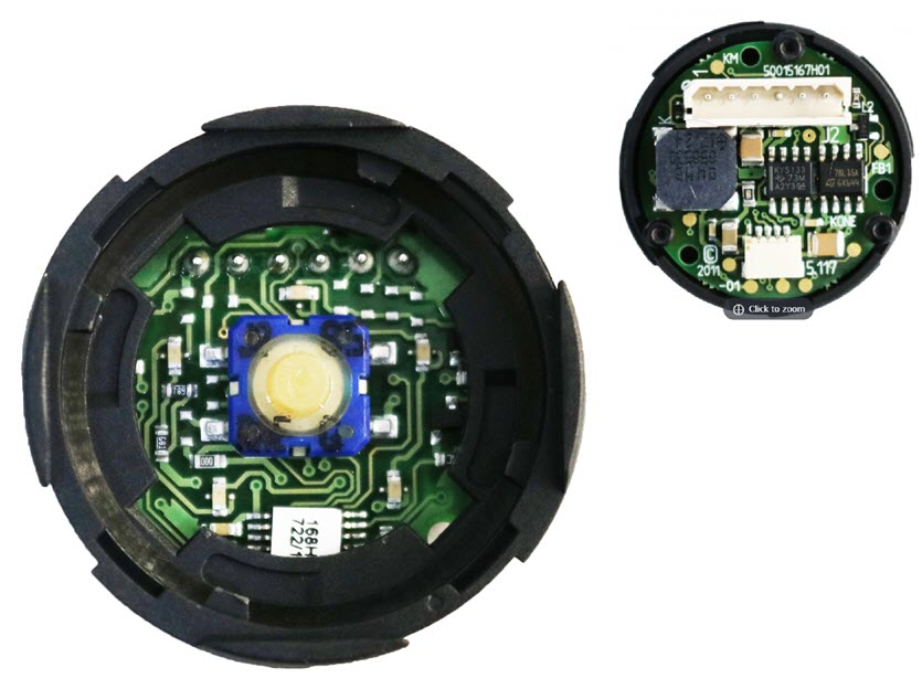 Knappelement, KONE KSS, bas, gul