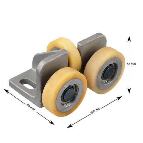 Rullställ, för 5-16mm gejd, 2xø60x18mm+1xø50x15mm rullar, VU93°
