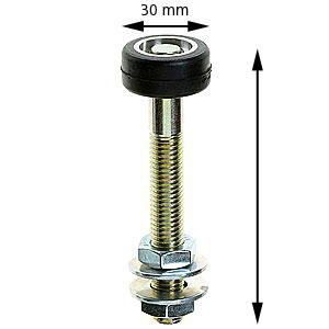 Låsrulle med axel, M12x100mm, 30mm rulle
