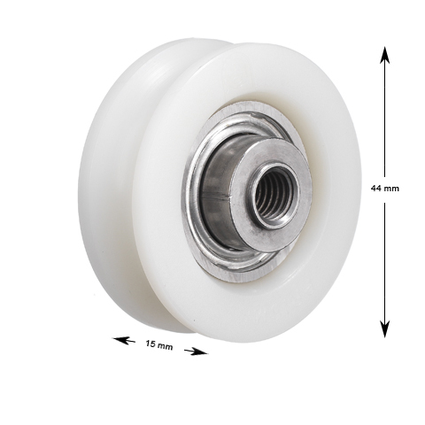 Hanger roller, Prisma, Serie Q slim, ø45/38/M8x15,5mm, U-groove