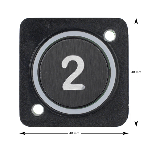 Knapp, HMG4, blå LED, trycke svart, ''2''