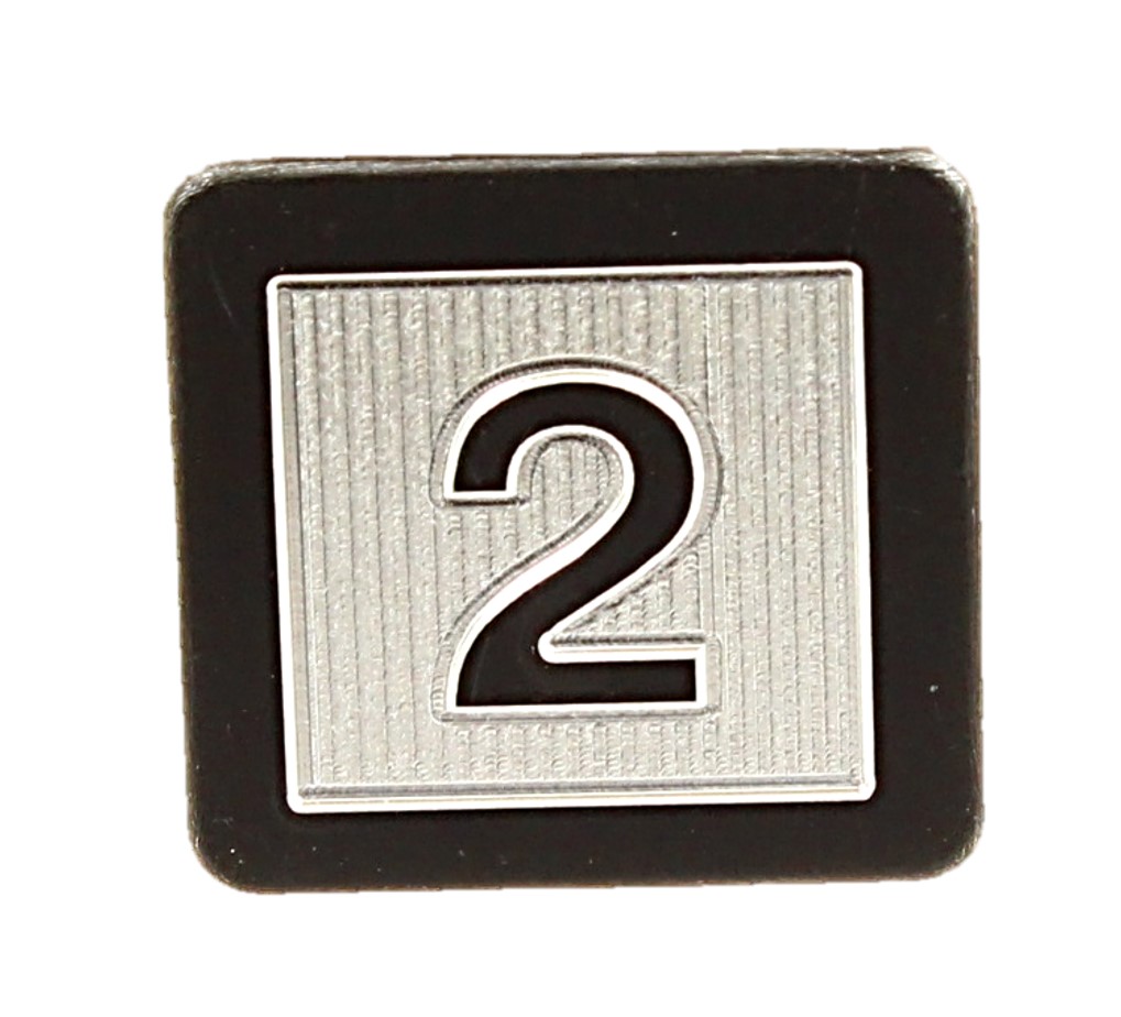 Tryckbricka ELMI, 28x28mm, "2" relief, till ELMI 35x35mm knapp