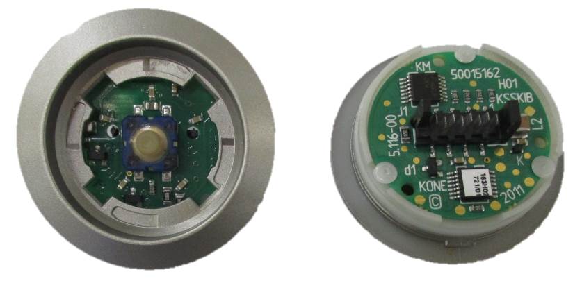 Knappelement, KONE KSS COP, bas, låg, grå/gul