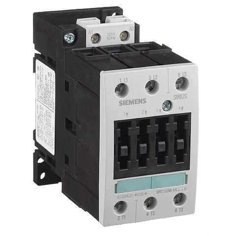Kontaktor, Siemens, 3RT1036-1AL00, 125VAC, 50A, 3NO