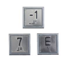 Tryckknapp, Thyssen SMC, Braille, ''3'', blå LED