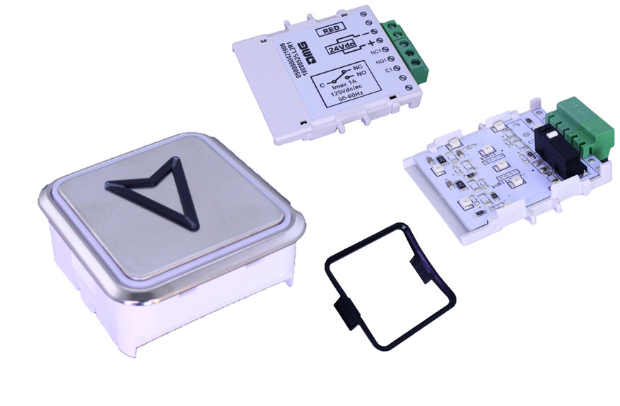 Knapp, DMG, B7 Maxxi, röd LED, ''Pil ned'', Braille