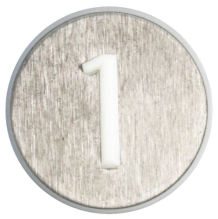 Tryckbricka för KONE KSS, vit ''1''