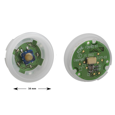 Knappelement, KONE KSS, slav, akustisk, vit/gul