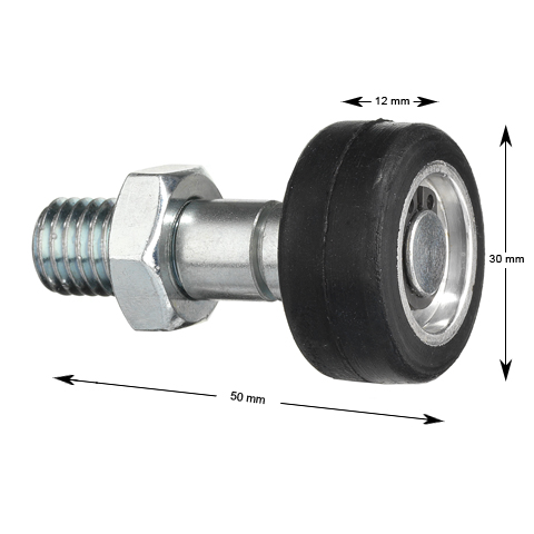 Låsrulle med axel M12x50mm, 30mm rulle