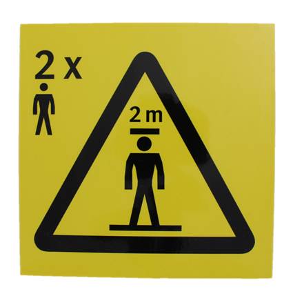 Skylt, räddningsutrymme 2m, 2 personer stående