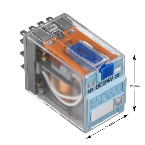 Relä, 14-pin, 4-vxl, 24VDC
