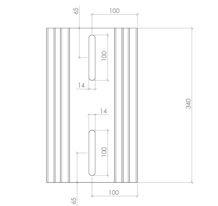 Anpassningsplatta 200x340mm, för bom till låg topp