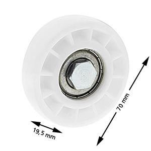 Bärrulle m axel, Schindler QKS11, ø70/18x19.5mm, Axel M10