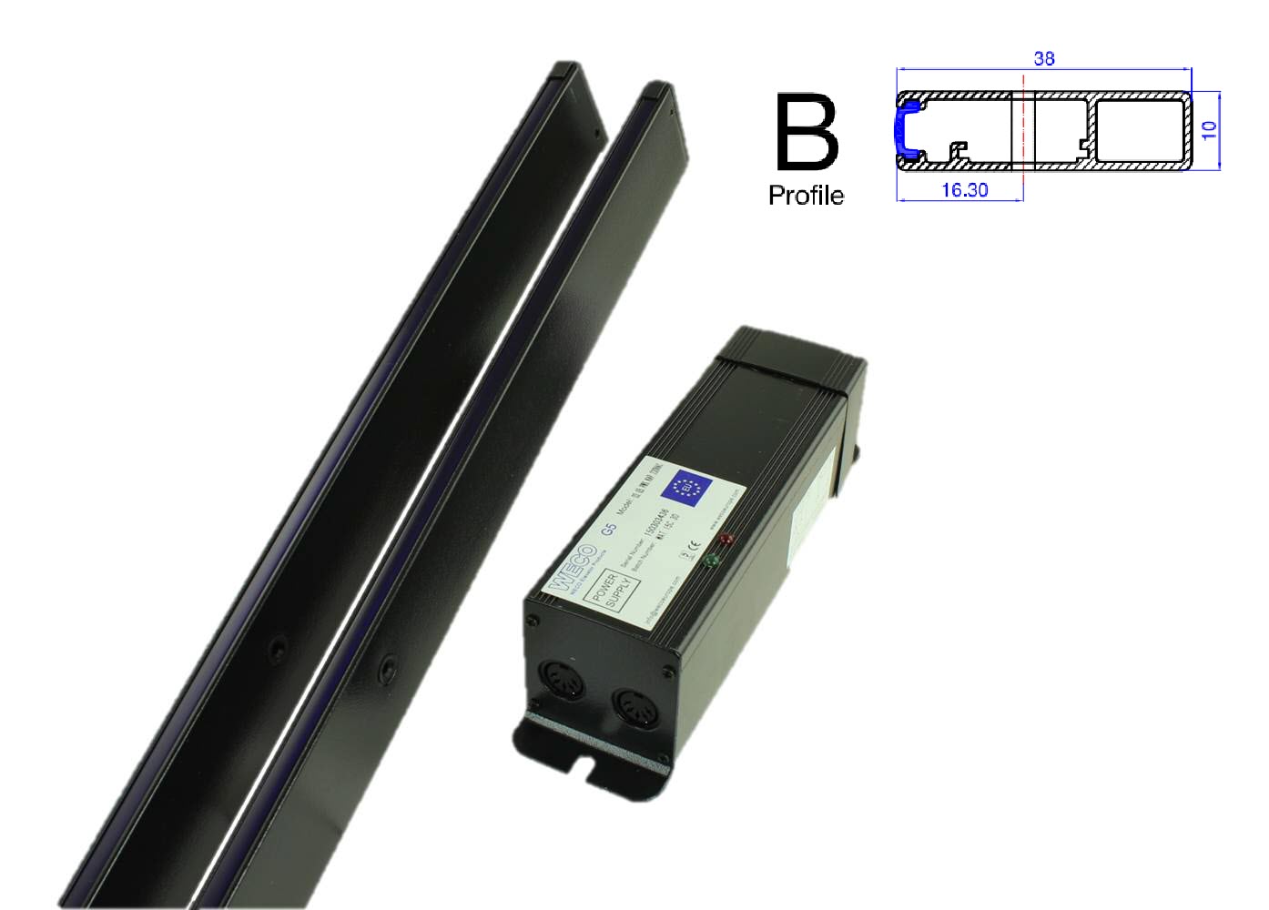 Ljusridå inkl. styrning 230VAC, Weco, Profil B, FD2, EN81-20