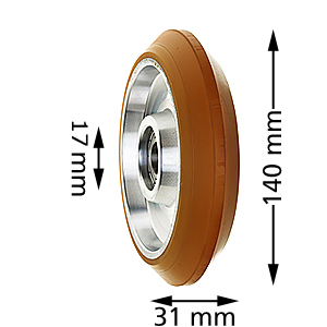 Styrrulle, 140/17x31/6mm, VU93°, 2 lager, fasad