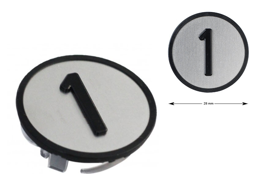 Tryckbricka för KONE KSS, grå, ''1''