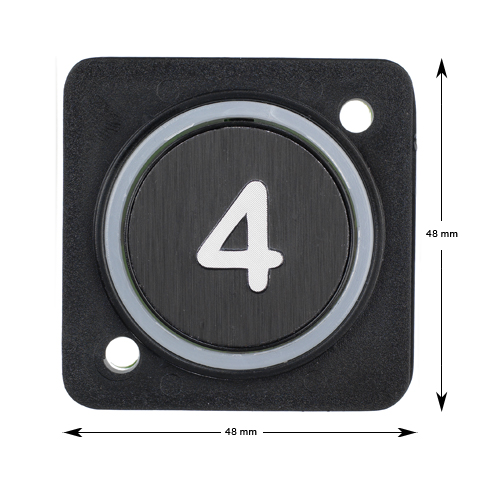 Knapp, HMG4, blå LED, trycke svart, ''4''