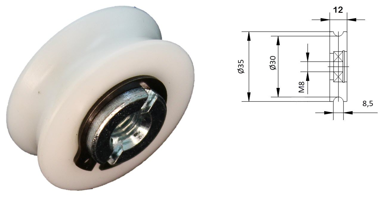 Underrulle, KONE ADR/ADM, 35/30/M8x12mm