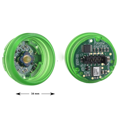 Knappelement, KONE KSS, Destination, grön, förhöjd