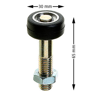 Låsrulle med axel, M12x65mm, 30mm rulle