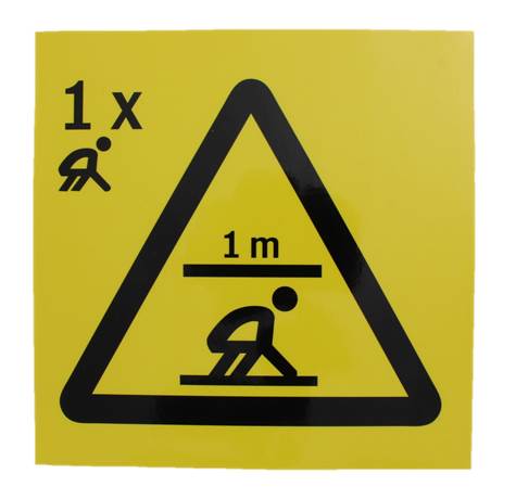 Dekal, räddningsutrymme 1m, 1 person knästående