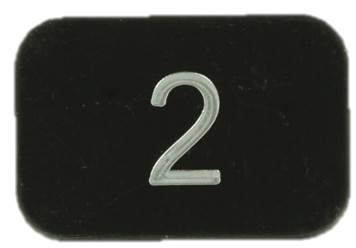 Tryckbricka 2535-S, svart, horisontell, ''2''