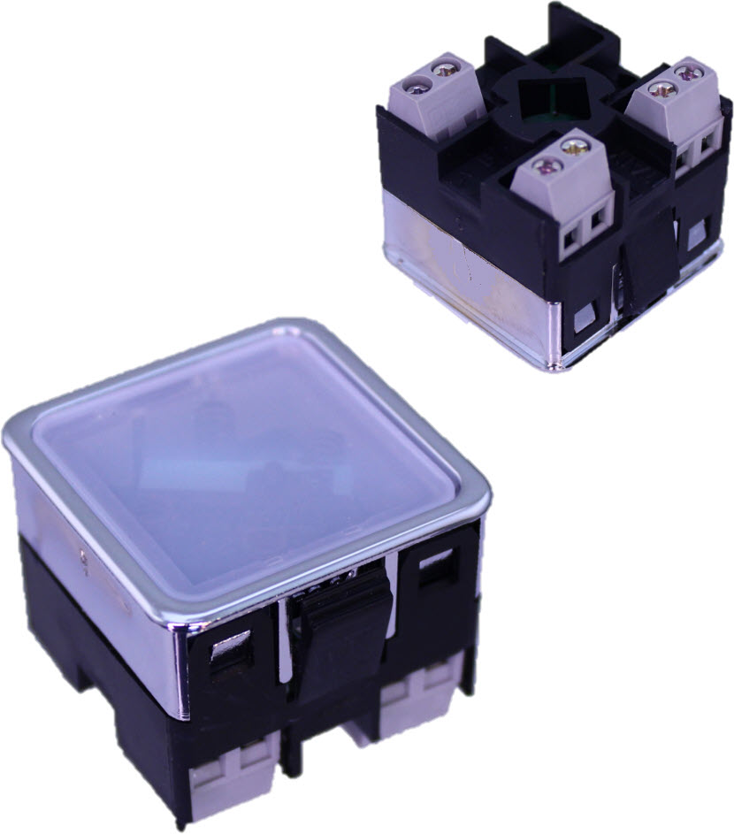 Tryckknapp ELMI RP42, skruvanslutning, 1 NC/NO, röd LED, buzzer