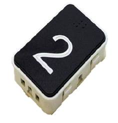 Tryckknapp, Aritco/KK70, rektangulär mattsvart ''2'', Braille