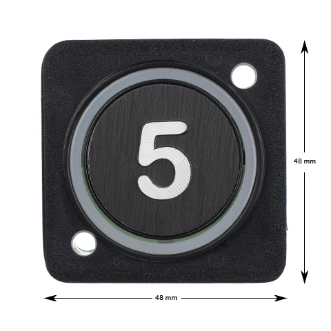 Knapp, HMG4, blå LED, trycke svart, ''5''