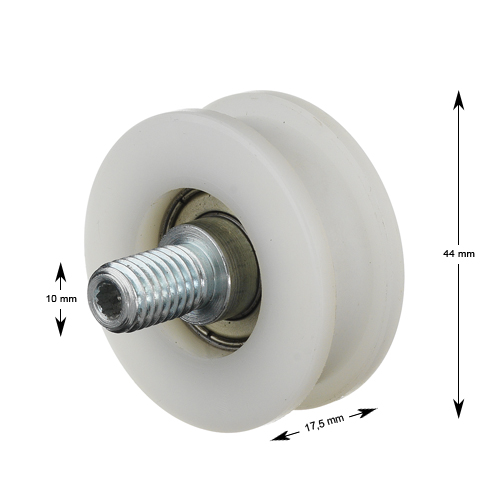Bärrulle, IGV, ø44/38x18mm, Axel M10, flatspår