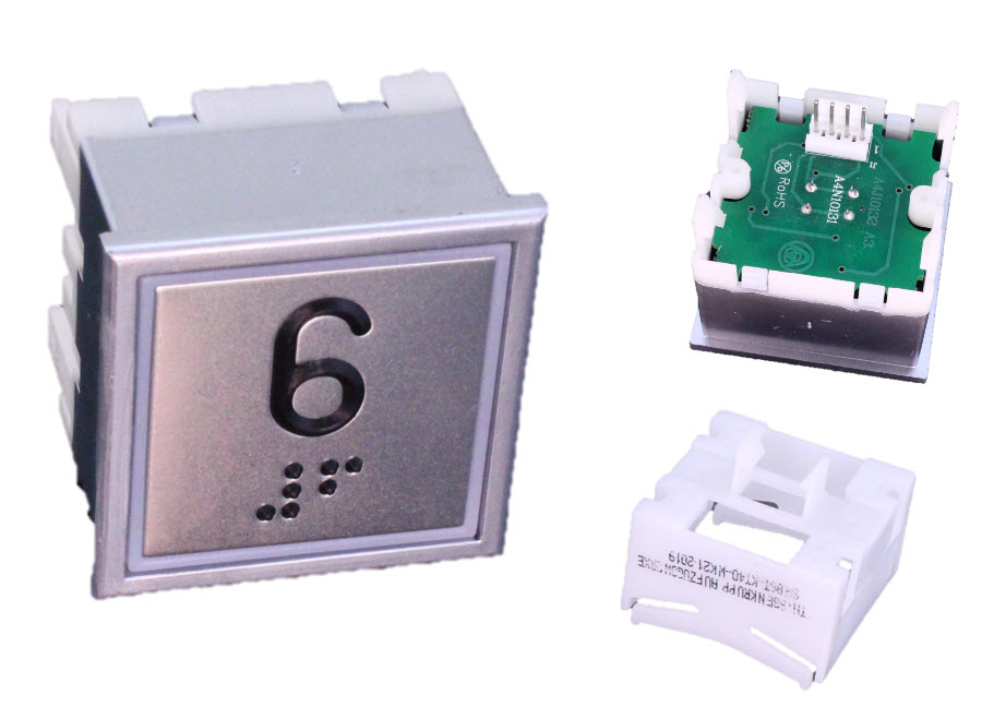 Tryckknapp, Thyssen Step Classic, Braille, ''6'', röd LED