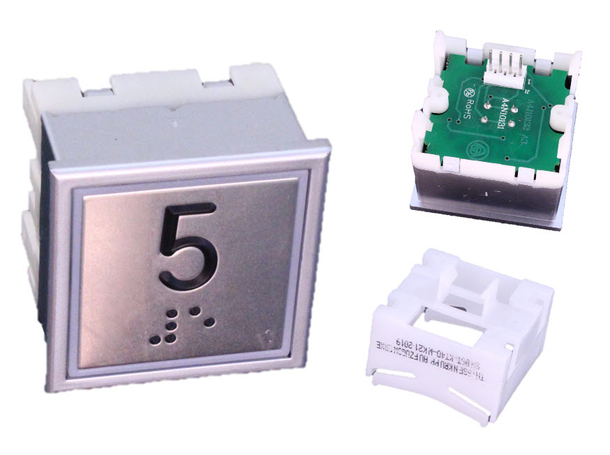 Tryckknapp, Thyssen Step Classic, Braille, ''5'', röd LED