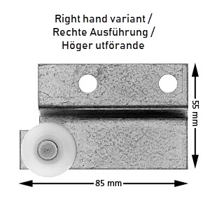 Brytrulle självstängning, höger, med plåt, för Schindler QKS9-Z