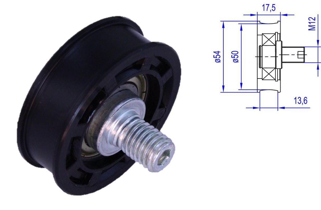 Underrulle, Fermator 50/11, excentrisk, ø54/50/M12x17,5mm