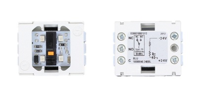 Knappelement, DMG, BDS, 1CO kontakt 24VDC, blå LED, kontaktblock