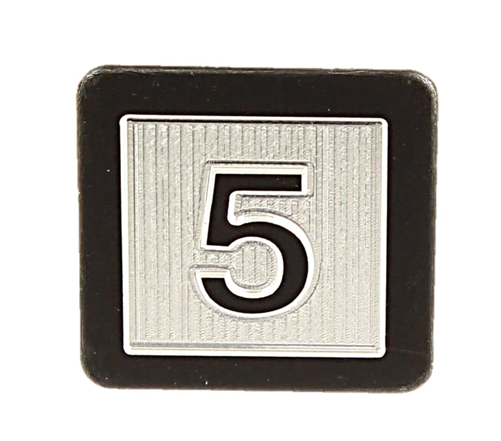 Tryckbricka ELMI, 28x28mm, "5" relief, till ELMI 35x35mm knapp