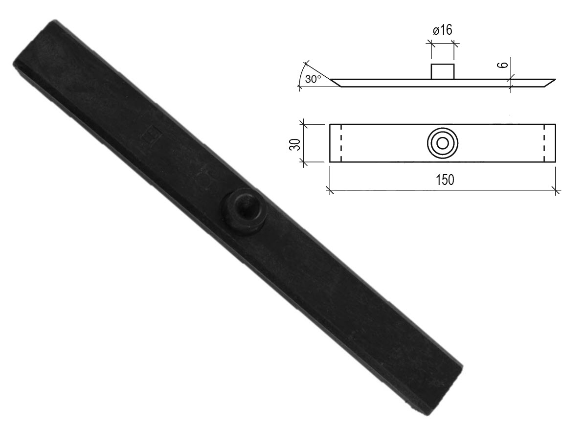 Styrskofoder, Otis, 150x30x6mm, svart