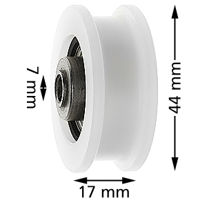 Hanger roller, Prisma, 44/38/M8x17mm, flat groove