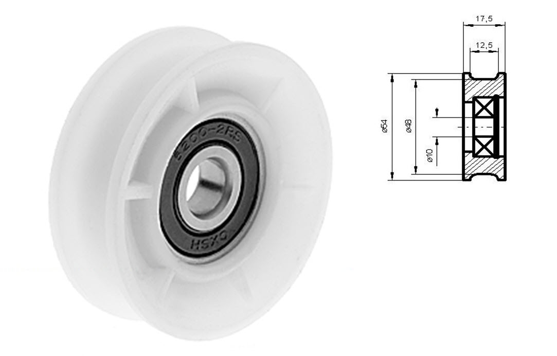 Hanger roller, Schindler QKS11/T11, D=54/48/10x17mm