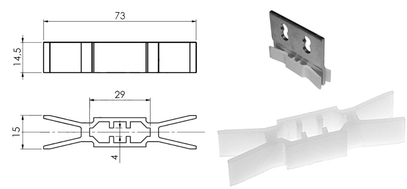 Lower door guide, plastic, Schindler QKS6/8/9