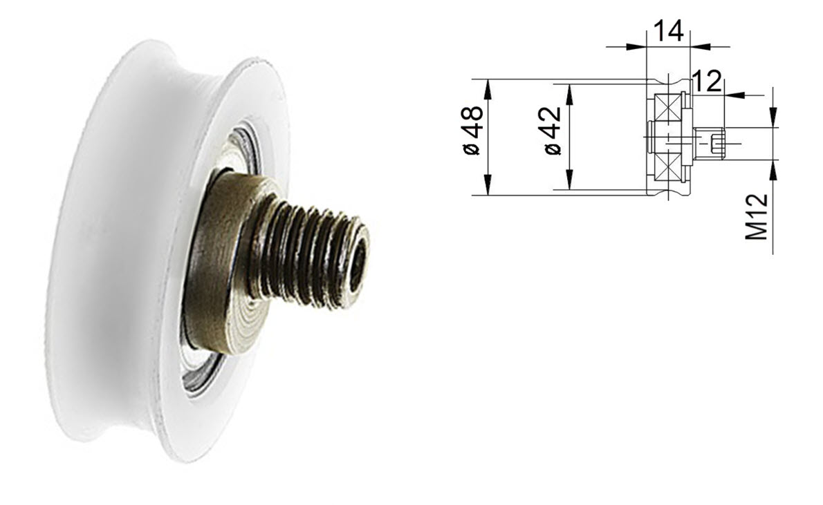 Underrulle, Fermator, ø48/42x14mm, excenter, M12x12mm